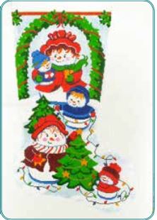 click here to view larger image of Snow Fun Stocking (hand painted canvases)