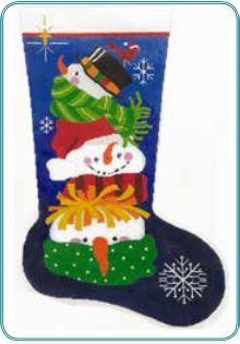 click here to view larger image of Snowfaces Stocking (hand painted canvases)