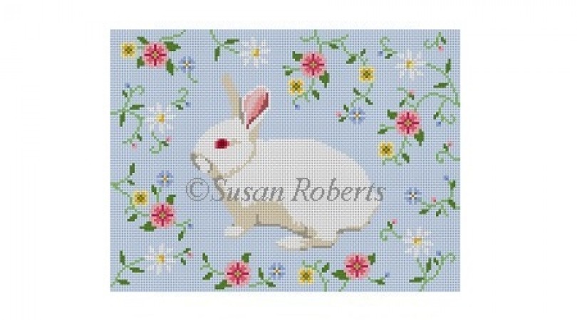 click here to view larger image of Bunny in Flower Vine (hand painted canvases)