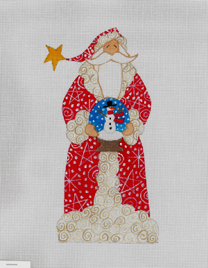 click here to view larger image of Snowman Snow Globe Santa, The (hand painted canvases)