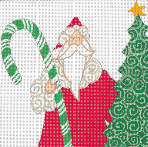 click here to view larger image of Candy Cane Santa Square (hand painted canvases)