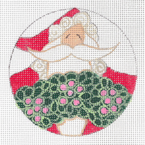 click here to view larger image of Wreath Santa Ornament (hand painted canvases)