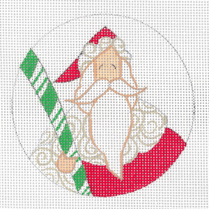 click here to view larger image of Candy Cane Santa Ornament (hand painted canvases)