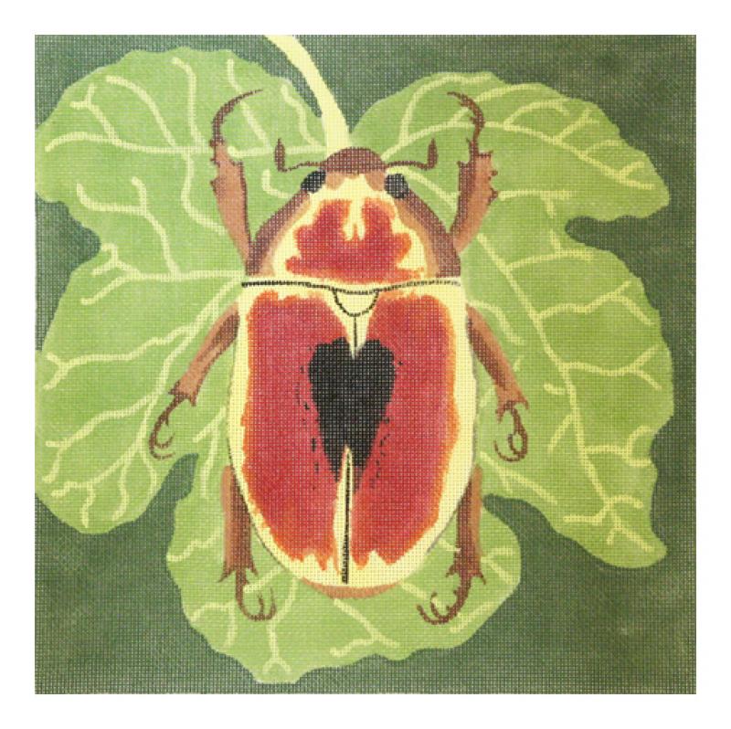 click here to view larger image of Red Scarab With Fig Leaf (hand painted canvases)