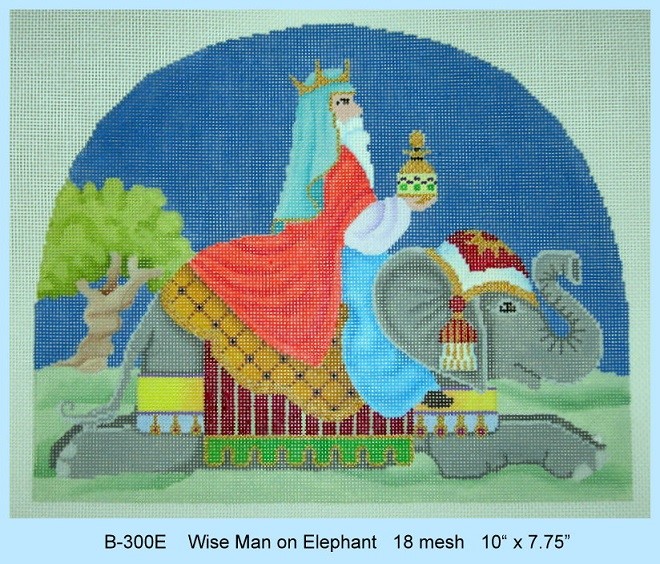 click here to view larger image of Wise Man On Elephant (hand painted canvases)
