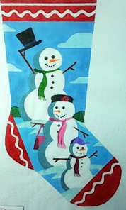 click here to view larger image of Snow Family Stocking  (hand painted canvases)