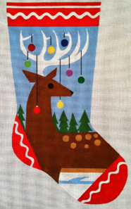 click here to view larger image of Reindeer Stocking - 18ct (hand painted canvases)