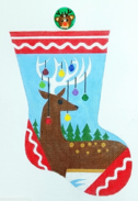 click here to view larger image of Mini Reindeer Stocking (hand painted canvases)