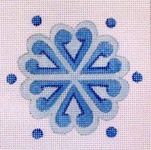 click here to view larger image of Heart Snowflake Coaster (hand painted canvases)