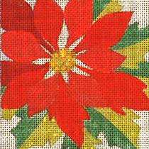 click here to view larger image of Poinsettia Coaster (hand painted canvases)