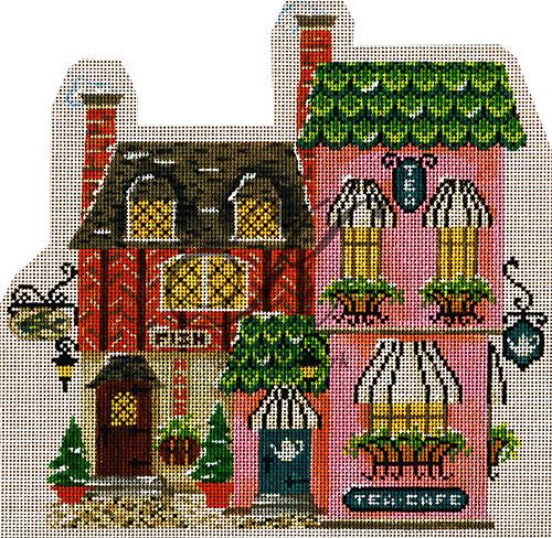 click here to view larger image of Tea Cafe and Fish Haus - Winter Village Collection (hand painted canvases)