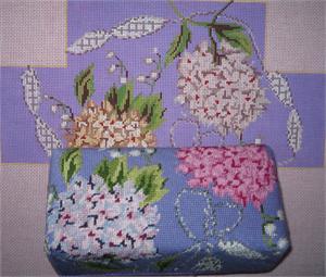 click here to view larger image of Hydrangeas and Ribbon Brick Cover (hand painted canvases)