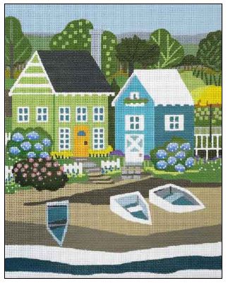 click here to view larger image of Green/Blue Seaside House (hand painted canvases)