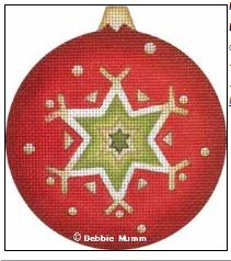 click here to view larger image of Red and Green Star Ornament (hand painted canvases)