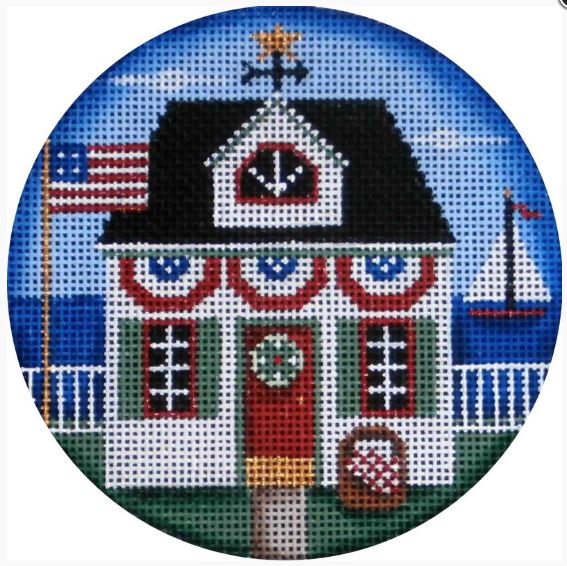 click here to view larger image of Patriotic Cottage (hand painted canvases)