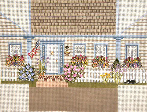 click here to view larger image of New England Flower House Brick Cover (hand painted canvases)