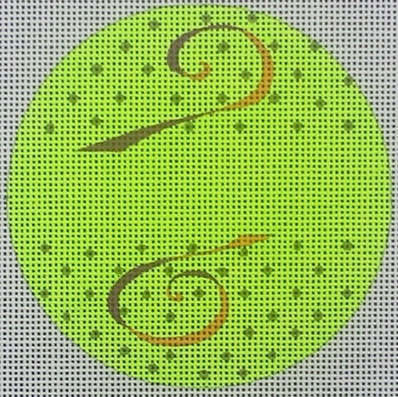 click here to view larger image of Green Dot Circle Ornament (hand painted canvases)
