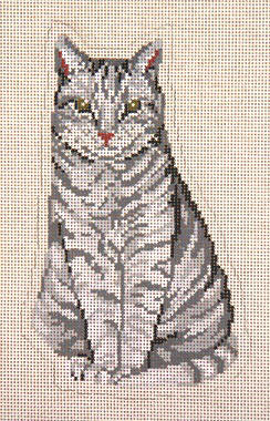 click here to view larger image of Sitting Pretty Gray Stand-Up Cat (hand painted canvases)
