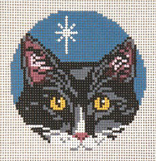 click here to view larger image of Black and White Cat - Glimpse Ornament - 18ct (hand painted canvases)