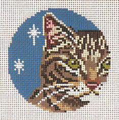 click here to view larger image of Brown Tabby Cat - Glimpse Ornament - 18ct (hand painted canvases)