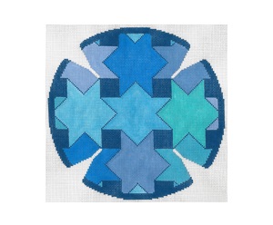 click here to view larger image of Interlock Star Blue Yarmulke (hand painted canvases)
