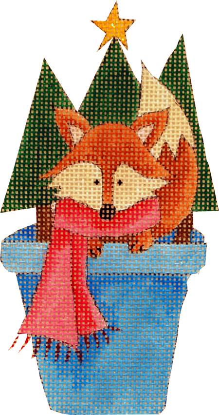 click here to view larger image of Fox In a Flower Pot (hand painted canvases)