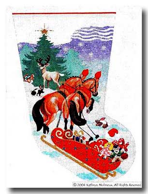click here to view larger image of Horse Drawn Delivery Stocking (hand painted canvases)