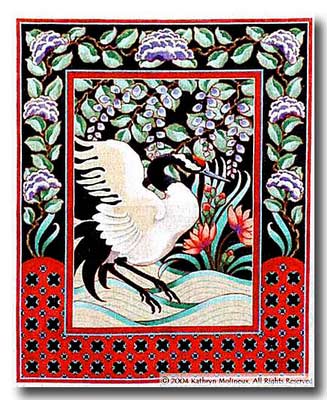 click here to view larger image of Japanese Crane Tapestry (hand painted canvases)