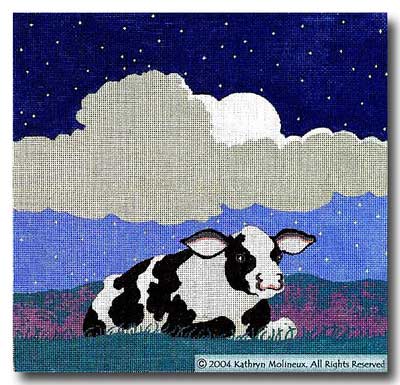 click here to view larger image of Night (Black and White Cow) (hand painted canvases)