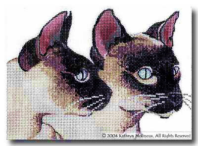 click here to view larger image of Details - Siamese Cats (hand painted canvases)
