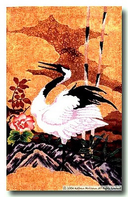 click here to view larger image of Japanese Crane and Peonies Tapestry (hand painted canvases)