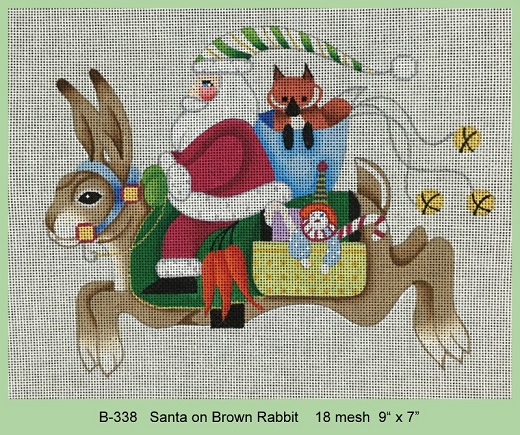 click here to view larger image of Santa On Brown Rabbit (hand painted canvases)
