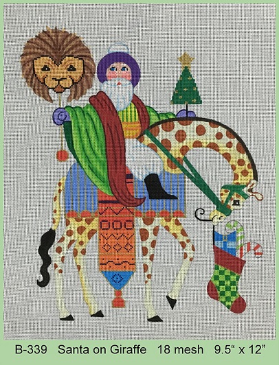 click here to view larger image of Santa On Giraffe (hand painted canvases)