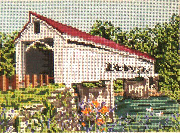 click here to view larger image of Mechanicsville Covered Bridge - 13ct (hand painted canvases)