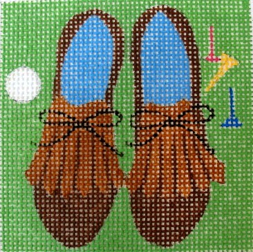 click here to view larger image of Golf Shoes Coaster (hand painted canvases)
