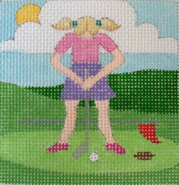 click here to view larger image of Golfing Daughter Coaster (hand painted canvases)