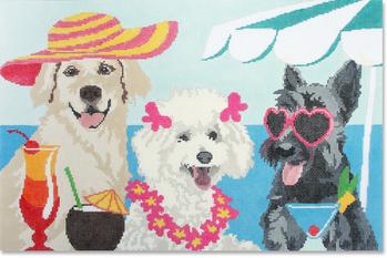 click here to view larger image of Lady Dogs Pillow (hand painted canvases)
