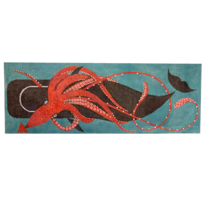 click here to view larger image of Squid And Whale (hand painted canvases)