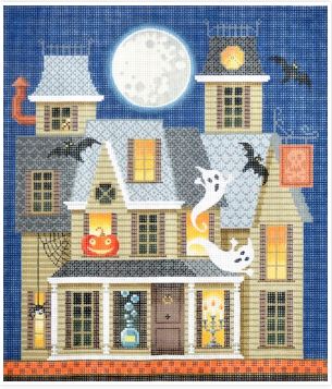 click here to view larger image of Halloween Haunted House and Windows (hand painted canvases)