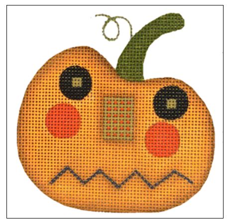 click here to view larger image of Sourpuss Punkin-Elwin Ornament (hand painted canvases)