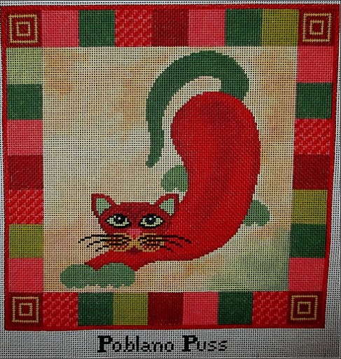 click here to view larger image of Poblano Puss - 13ct (hand painted canvases)