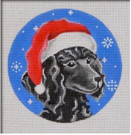 click here to view larger image of Black Poodle Santa Ornament (hand painted canvases)