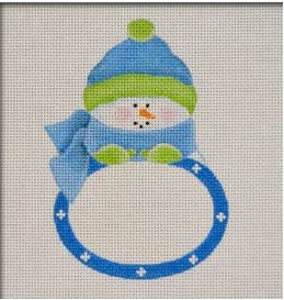 click here to view larger image of Blue Snowbaby Plaque Ornament (hand painted canvases)