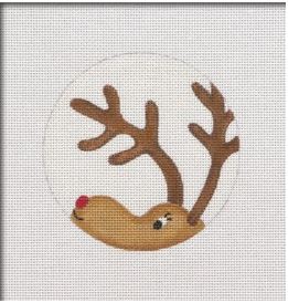click here to view larger image of Reindeer Peeking Ornament (hand painted canvases)