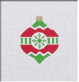 click here to view larger image of Vintage Flair Snowflake Ornament - Red/Green (hand painted canvases)