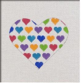 click here to view larger image of White Multi Color Heart (hand painted canvases)