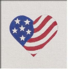 click here to view larger image of American Flag Heart (hand painted canvases)