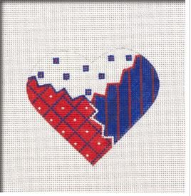click here to view larger image of Red White and Blue Patchwork Heart (hand painted canvases)
