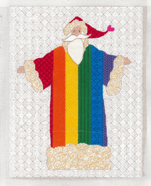 click here to view larger image of Rainbow Flag Santa (hand painted canvases)
