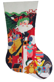 click here to view larger image of Santas Bag Full Of Toys Stocking (hand painted canvases)